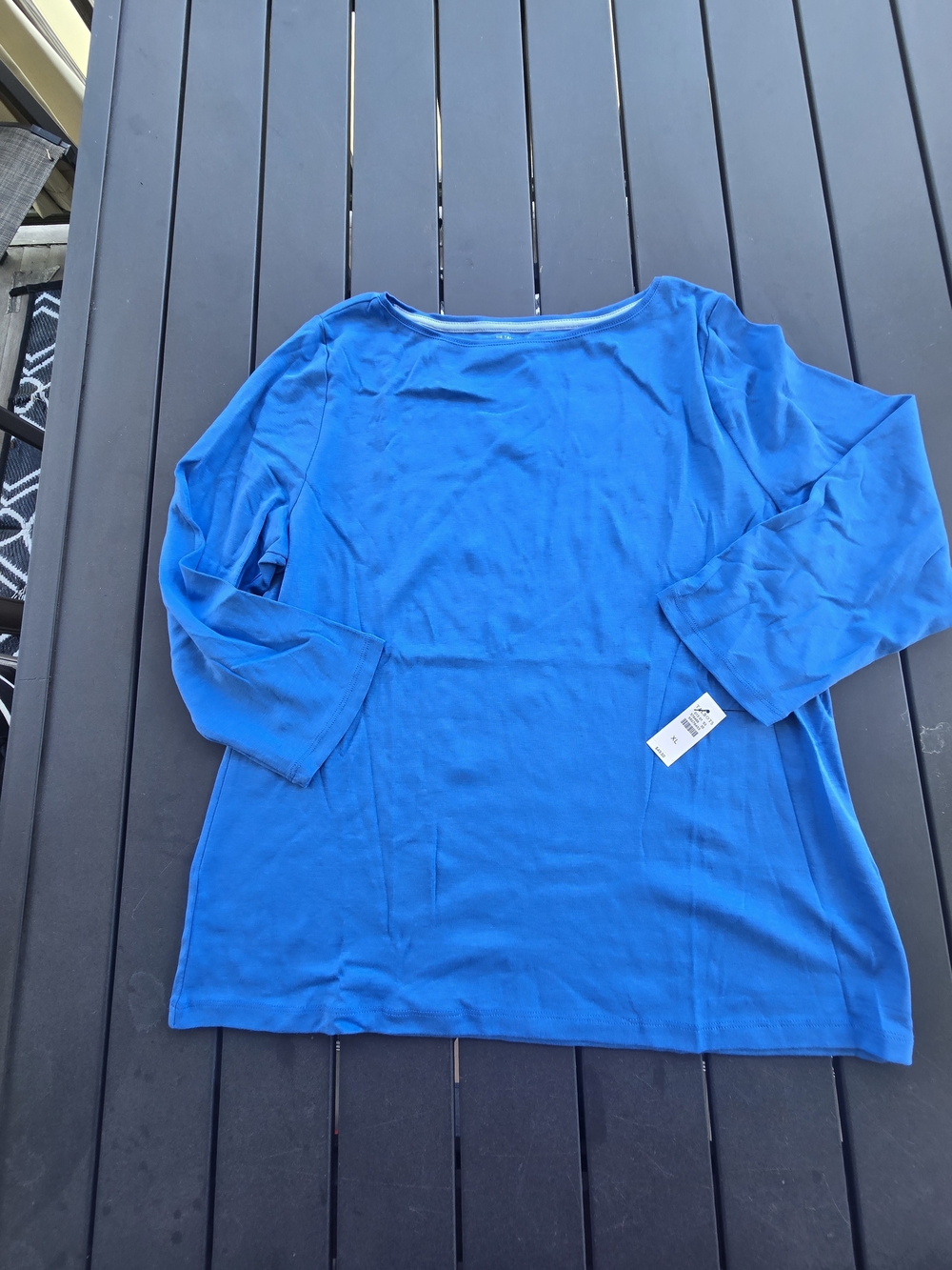Talbots Women's Blue 100% Pima Cotton Knit Boat Neck 3/4 Sleeve T-Shirt Sz XLnew